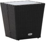 vidaXL Маса за чай черна 41, 5x41, 5x43 см полиратан и закалено стъкло (46195)