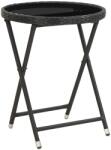 vidaXL Masă de ceai negru 60 cm poliratan sticlă securizată (46203)