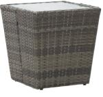 vidaXL Masă de ceai gri 41, 5x41, 5x43 cm poliratan sticlă securizată (46196)