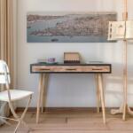 Kalune Design Milano antracitszürke-fenyő íróasztal 105 x 79 x 55 cm (854KLN1502)