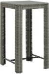 vidaXL Masă de bar de grădină, gri, 60, 5 x 60, 5 x 110, 5 cm, poliratan (45872)