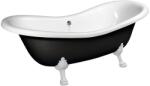 SAPHO POLYSAN CHARLESTON szabadonálló kád, 188x80x71cm, fehér lábak, fekete/fehér (72959) (72959)
