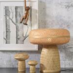 IT'S ABOUT ROMI Set de 3 piese, lampa de masa cu 2 ciupercute decorative din bambus Palawan natur (PALAWAN/T40/N)