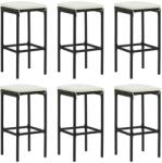 vidaXL Scaune de bar cu perne, 6 buc. , negru, poliratan (313449)