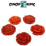  Pandantiv / Cabochon Coral Rosu de Forma Floare - 29-30 x 29-30 x 7-9 mm - 1 Buc