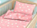 Goldea lenjerie pătuț din 100% bumbac - coronițe pe roz 90 x 130 și 40 x 60 cm Lenjerie de pat