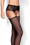 Obsessive Garter stockings S307. Méret: S/M/L, fekete - diamondsexshop