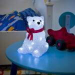 Konstsmide Mic Pui de Urs Polar LED Acryl, sezut 18 cm, 16 LED-uri alimentare cu baterii (6159-203) Decoratiune camera copii