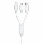 WK Design 3in1 kábel USB - Micro USB / Lightning / USB-C 2A 1.15m, fehér (WDC-103th white)