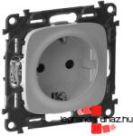 Legrand Valena Allure 2P+F csatlakozóaljzat biztonsági zsaluval csavaros vezetékbekötéssel alumínium, AA753024 (AA753024)