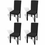 VidaXL Husă elastică dreaptă pentru scaun, negru, 4 buc (131419)