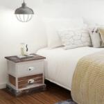 vidaXL Noptiere shabby chic din lemn, 2 buc, maro și alb (242885)