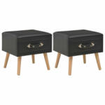 vidaXL Noptiere, 2 buc. , negru, 40 x 35 x 40 cm, piele ecologică (276381)