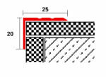 Celox OX Lépcsőszegély 20x25 mm csúszásmentes eloxált matt ezüst alumínium 2700 mm utólagosan felrakható