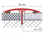 Celox OX 30x2700 inox polírozott Burkolatváltó profil ajtó küszöb helyett Inox rozsdamentes 30 mm széles 270 cm szintkülönbség kiegyenlítő