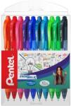 Pentel Roller cu gel EnerGel X, 0.7 mm, cu mecanism, 10 culori/set Pentel PEBLN107-10