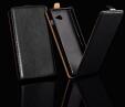 Tel1 Pocket Slim lefelé nyíló fényes bőrbevonatos fliptok HTC One A9-hez fekete*