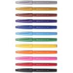 Pentel Marker caligrafic Brush Pen Touch, 10 culori/set, Pentel PPESES15CAPCK