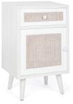 Bizzotto Noptiera 1 sertar si 1 usa din lemn alb bej crem Montiel 40 cm x 31.5 cm x 67 h (0744875)