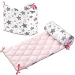 Kidizi Set 2 aparatori matlasate patut 120x60 cm Kidizi All Pink Stars Deluxe, inaltime 35 cm (5949221106052)