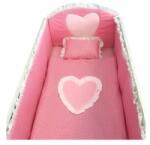 Deseda Lenjerie de pat bebelusi cu aparatori laterale Deseda Te iubesc puisor 140x70 cm roz cu alb (10370) Lenjerii de pat bebelusi‎, patura bebelusi