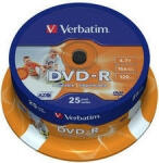 Verbatim DVD-R VERBATIM 4.7GB, 120min, viteza 16x, 25 buc, Single Layer, spindle, printabil, "Wide Inkjet Printable" "43538 (43538)
