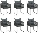 vidaXL 6 db fekete polyrattan kültéri szék (313108)