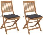 vidaXL 2 db összecsukható tömör akácfa kerti szék párnával (3064650/51/52/53/54/55/56/57/58/59)
