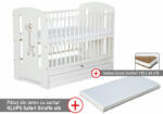 Klups Patut cu sertar KLUPS Safari Giraffe Alb + Saltea 10 Confort II