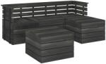 vidaXL Set mobilier grădină din paleți, 5 piese, gri închis, lemn pin (3063741)