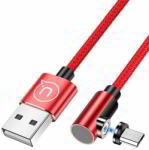 USAMS SJ446USB02 90°-os Micro USB mágneses töltőkábel 1m - Piros (SJ446USB02)