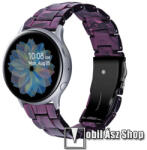  Okosóra műanyag szíj - LILA / FEKETE - pillangó csat - 165mm hosszú, 20mm széles, 145-200mm-es méretű csuklóig ajánlott - SAMSUNG Galaxy Watch 42mm / Amazfit GTS / Galaxy Watch3 41mm / HUAWEI Watch GT