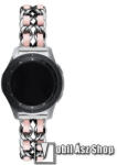  Okosóra szíj - EZÜST / RÓZSASZÍN - rozsdamentes acél / PU bőr - 190mm hosszú, 22mm széles - HUAWEI Watch GT / HUAWEI Watch Magic / MagicWatch 2 46mm / Watch GT 2 46mm