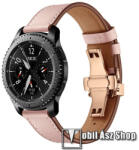  Okosóra szíj - ROSE GOLD / RÓZSASZÍN - valódi bőr, pillangó csat, 120mm + 80mm hosszú, 22mm széles, 165mm-től 220mm-es méretű csuklóig ajánlott - SAMSUNG Galaxy Watch 46mm / Watch GT2 46mm / Watch GT 
