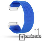  Okosóra szíj - szövet, sztreccses, 145mm hosszú, 22mm széles, 160mm-től 210mm-es méretű csuklóig ajánlott - SÖTÉTKÉK - SAMSUNG Galaxy Watch 46mm / Watch GT2 46mm / Watch GT 2e / Gear S3 Frontier / Hon