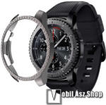  Okosóra műanyag védő tok / keret - SZÜRKE - Strassz kővel díszített - SAMSUNG Galaxy Watch 46mm / SAMSUNG Gear S3 Frontier
