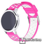  Okosóra szíj lyukacsos, légáteresztő, szilikon - 236mm hosszú, 22mm széles - MAGENTA / FEHÉR - HUAWEI Watch GT / HUAWEI Watch 2 Pro / Honor Watch Magic / HUAWEI Watch GT 2 46mm