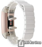  Okosóra mágneses loop szíj - FEHÉR - valódi bőr - 18mm széles - Fitbit Charge 3 / Fitbit Charge 3 SE / Fitbit Charge 4