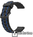  Okosóra szíj - szilikon, bordázott mintás - FEKETE / SÖTÉTKÉK - 125+84mm hosszú, 23mm széles - CUBOT C3 / ULEFONE Watch GPS / CASIO PROTREK PRT-B50-2ER / ACME SW202G / SW302