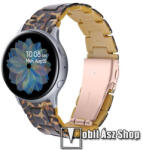  Okosóra műanyag szíj - LEOPÁRD MINTÁS - pillangó csat - 165mm hosszú, 20mm széles, 145-200mm-es méretű csuklóig ajánlott - SAMSUNG Galaxy Watch 42mm / Amazfit GTS / Galaxy Watch3 41mm / HUAWEI Watch G