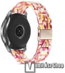  Okosóra műanyag szíj - RÓZSASZÍN / SÁRGA - csatos, 165mm hosszú, 22mm széles - SAMSUNG Galaxy Watch 46mm / Watch GT2 46mm / Watch GT 2e / Galaxy Watch3 45mm / Honor MagicWatch 2 46mm