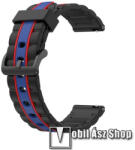  Okosóra szíj - szilikon, bordázott mintás - FEKETE / PIROS / KÉK - 125+84mm hosszú, 20mm széles, 155mm-től 228mm-es méretű csuklóig ajánlott - SAMSUNG Galaxy Watch 42mm / Xiaomi Amazfit GTS / HUAWEI W