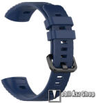  Okosóra szíj - SÖTÉTKÉK - szilikon, Twill mintás - 93mm + 121mm hosszú, 19mm széles - HUAWEI Band 4 Pro