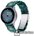  Okosóra műanyag szíj - FEKETE / ZÖLD - pillangó csat - 165mm hosszú, 20mm széles, 145-200mm-es méretű csuklóig ajánlott - SAMSUNG Galaxy Watch 42mm / Amazfit GTS / Galaxy Watch3 41mm / HUAWEI Watch GT