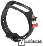 Okosóra szilikon szíj - FEKETE 3D MASNI MINTÁS - 94mm+120mm hosszú, 155-198mm átmérőjű csuklóméretig ajánlott - SAMSUNG SM-R375 Galaxy Fit e