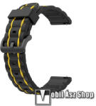  Okosóra szíj - szilikon, bordázott mintás - FEKETE / CITROMSÁRGA - 125+84mm hosszú, 23mm széles - CUBOT C3 / ULEFONE Watch GPS / CASIO PROTREK PRT-B50-2ER / ACME SW202G / SW302