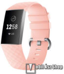  Okosóra szíj - szilikon, 255mm hosszú, L-es méret - RÓZSASZÍN - Fitbit Charge 3 / Fitbit Charge 3 SE / Fitbit Charge 4