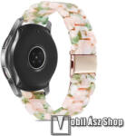  Okosóra műanyag szíj - RÓZSASZÍN / ZÖLD - csatos, 165mm hosszú, 22mm széles - SAMSUNG Galaxy Watch 46mm / Watch GT2 46mm / Watch GT 2e / Galaxy Watch3 45mm / Honor MagicWatch 2 46mm