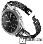  Fém X-shape okosóra szíj - strasszkővel díszített, 175mm hosszú, 20mm széles, 135-235mm-es csuklóméretig ajánlott - FEKETE - SAMSUNG Galaxy Watch 42mm / Xiaomi Amazfit GTS / Galaxy Watch3 41mm / HUAWE