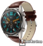  Okosóra szíj - BARNA - Krokodilbőr mintás, valódi bőr - 120 + 80mm hosszú, 22mm széles, 140-210mm-es csuklóig ajánlott - SAMSUNG Galaxy Watch 46mm / SAMSUNG Gear S3 Classic / Gear S3 Frontier / Honor 